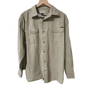 Magellan Size Large Mens Tan Casual Button-Down Shirt #V-4-35-13